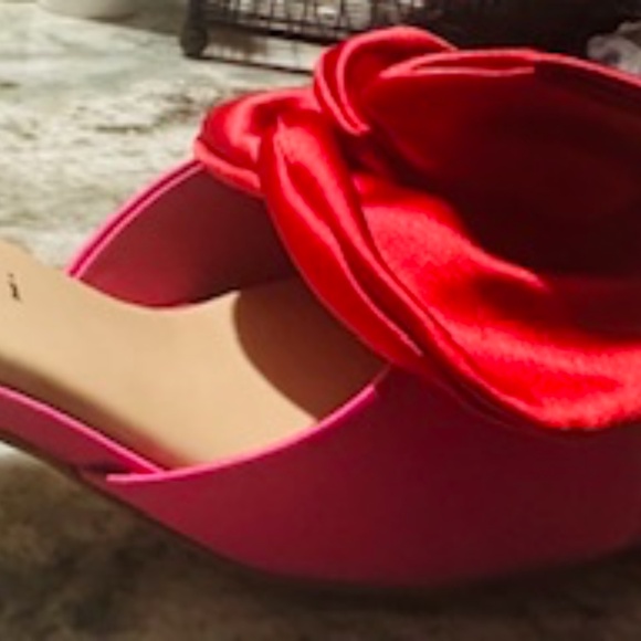 Gianni Bini Pink/ LG RED BOW SLIP ON PUMP NEVER WORN IN WRAPPER! - SIZE 9.5 M - Picture 11 of 13